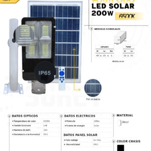LAMPARA LED SOLAR 200W PANEL A PARTE