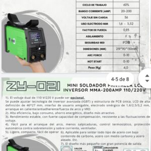 equipo de soldadura inversor 200amp mini