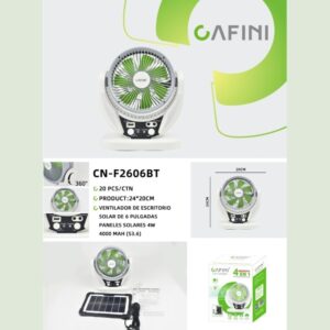 Ventilador Solar Recargable 4 en 1 LED