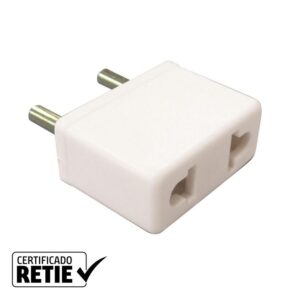 Adaptador P/Enchufe De Clavija Plana A Clavija Redonda