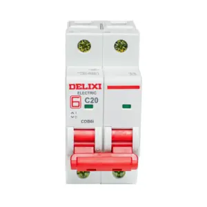 Mini Breaker para Montaje en Riel 2 Polos 20 Amp 6kA
