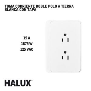 Tomacorriente Doble Con Tapa Blanco Halux Fussion