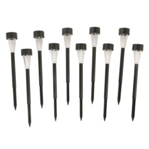 Set de 10 Estaca Solar LED Acero Negro