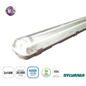 Lámpara Hermética LED  2 Tubos x 18W 3200 Lúmenes Luz Fría Sylvania