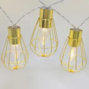 Guirnalda Luz Cálida Solar Cage 10 Luces Cobre