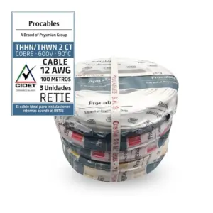 Cable N12 100M Pack 3Und Blanco/Amarillo/Rojo Procables