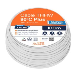 Cable Flexible THHW 12 AWG Blanco Rollo 100 m Uso Único Residencial