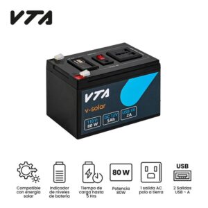 Estación De Carga Portable 110V 80W 1 Sal Ac+2 Usb