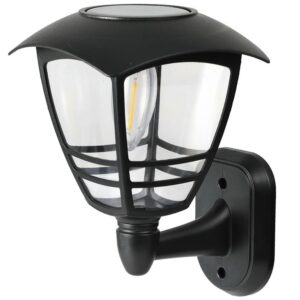 Farol Pared Solar Eddi Luz Cálida Negro